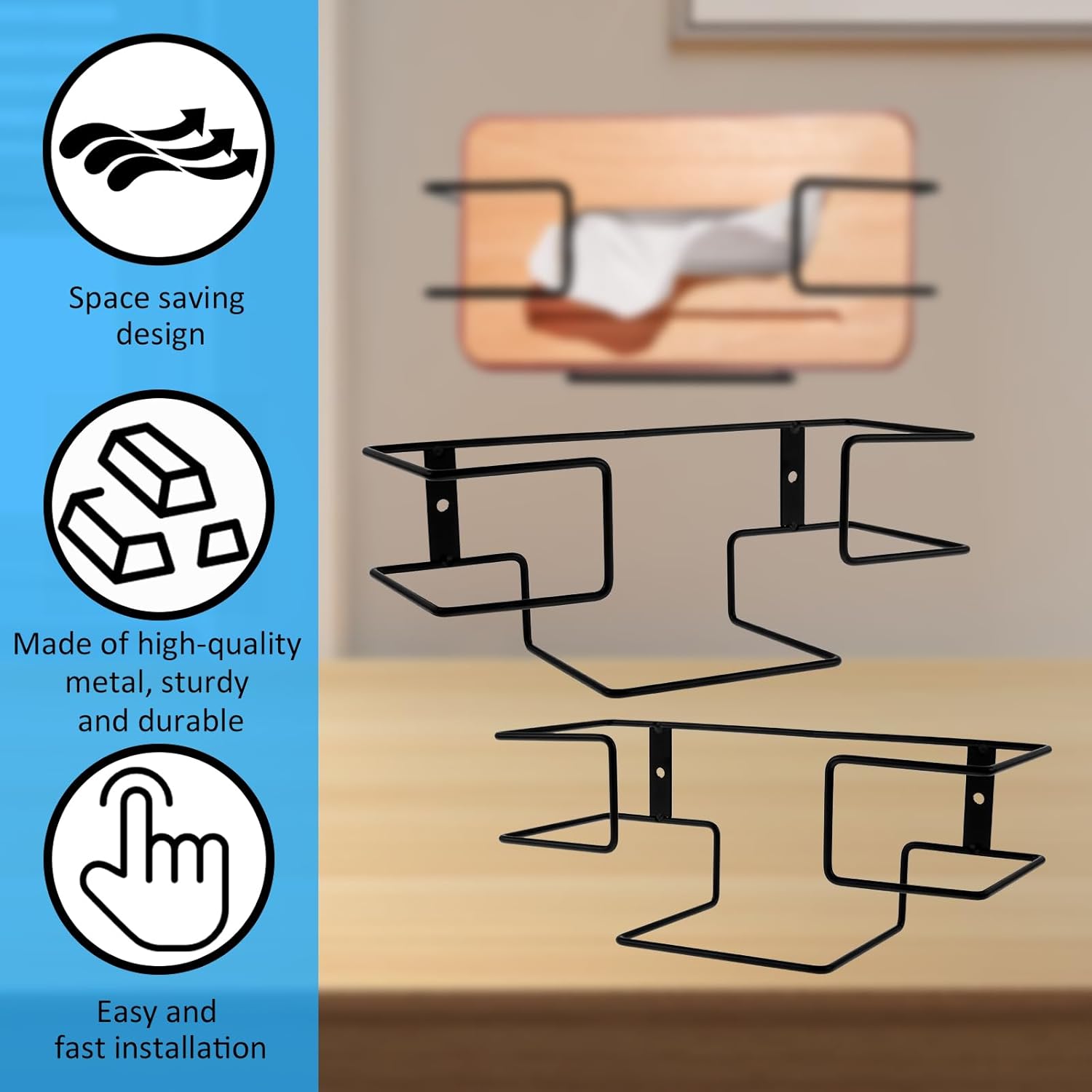 2pcs Glove Box Holder Iron Metal Glove Holder Wall Mount Space Saving Glove Dispenser Wall Mounted Tissue Box Practical Glove Box Organizer Rubber Gloves Rack for Garage Lab Home Office Kitchen