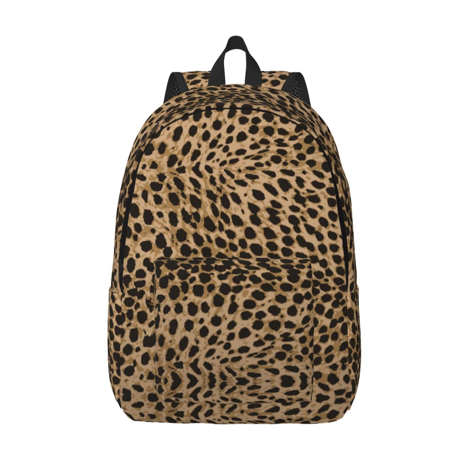 Leopard Print Backpack Daypack with Adjustable Straps Water Resistant Polyester Leopard Backpack, Animal Print Cheetah Brown Men Women Kids  main image 4
