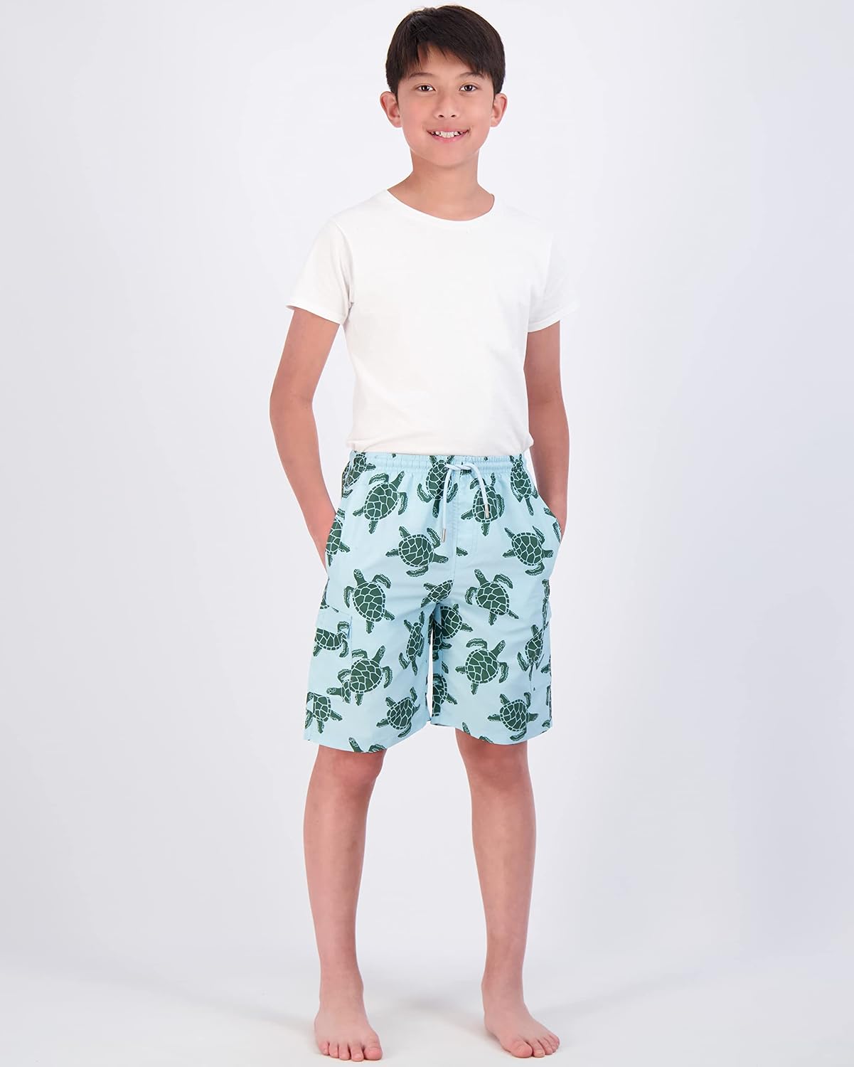 Real Essentials 3 Pack: Boys Swim Trunks with Pockets – Swimsuit with Mesh Lining UPF 50