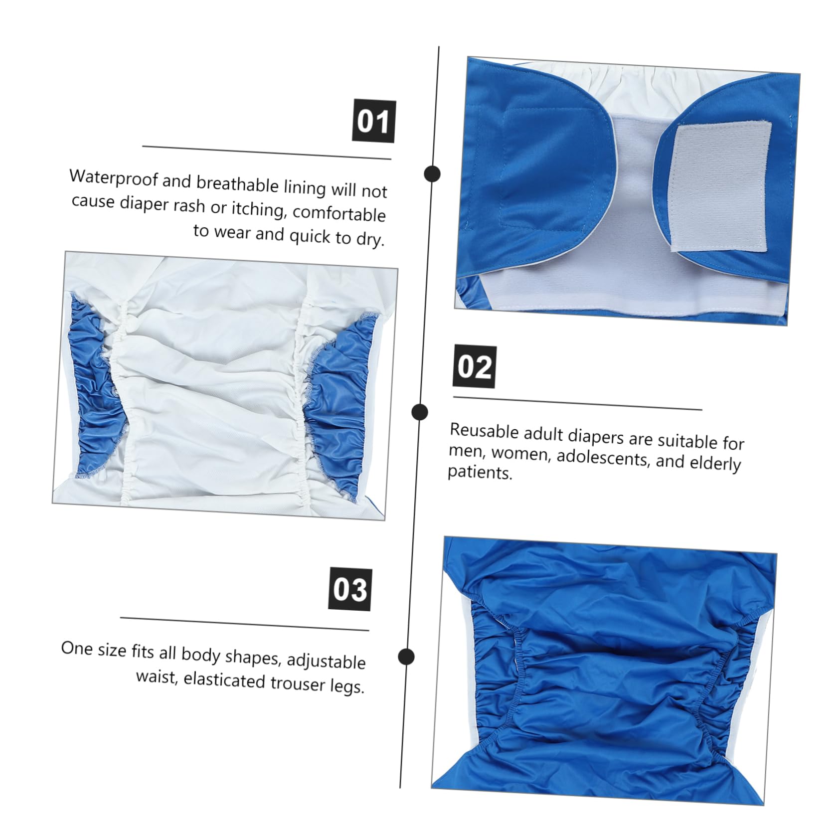 Ipetboom Adult Washable Diapers Breathable Diaper Leak Proof Skin-Friendly for Elderly Disabled