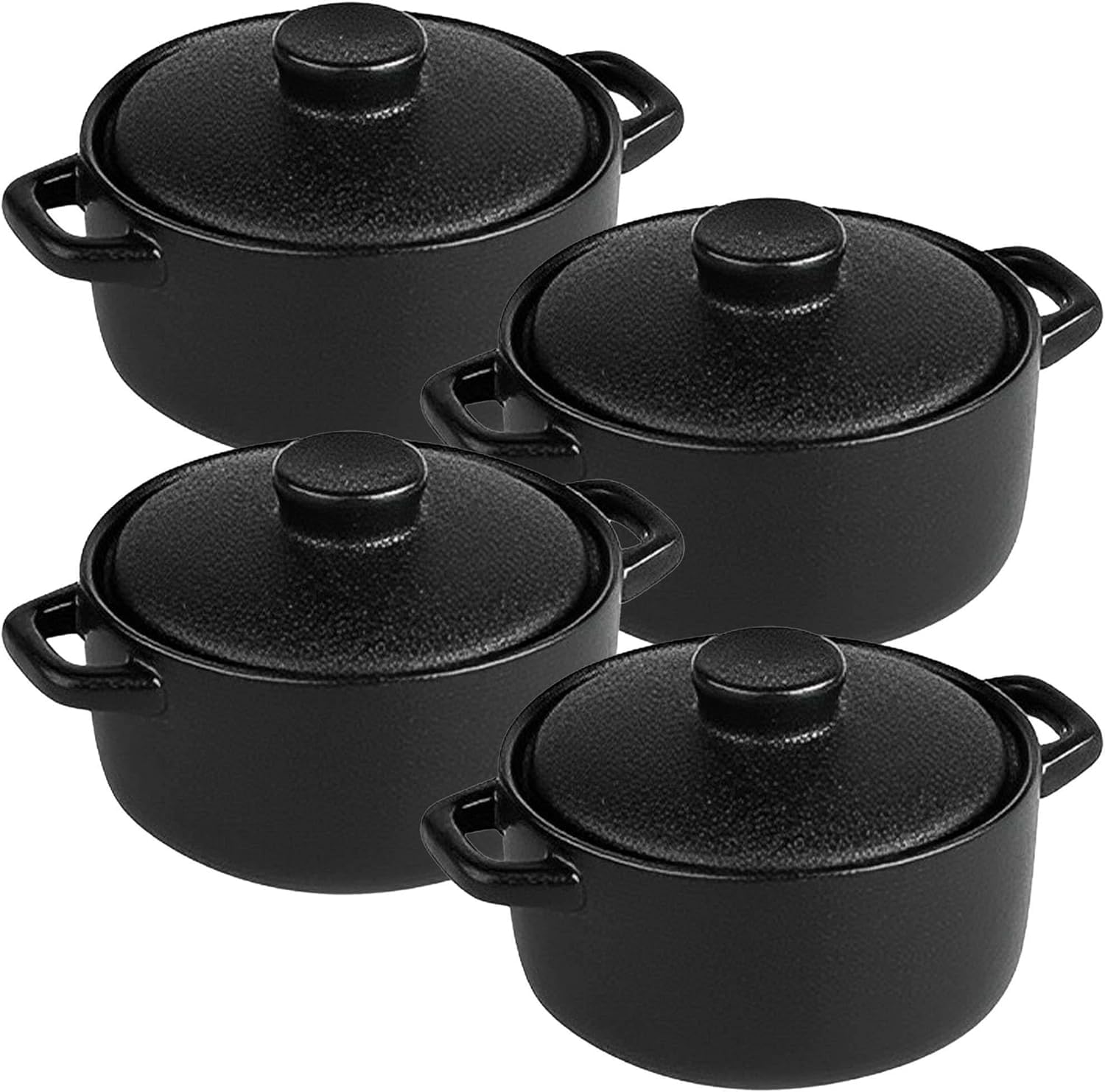 Lot de 4 ramequins avec couvercle pour crème brûlée, sauces à tremper, sauces en céramique, parfaits pour les restes de nourriture, plats résistants au four, pour friteuse à air 200/300/550 ml (200