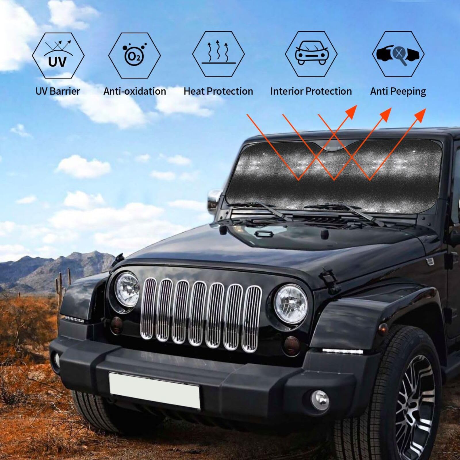 Pare-Soleil Pour Pare-Brise De Voiture AMANDELIZABE - Protection UV Argentée, Pliable Avec Ventouses, Pour SUV Camions Et Voitures