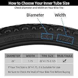 Hapleby 2PCS Premium Bike Tubes Compatible for 26 Inch x 1.75/1.95/2.10/2.125 Bike Tire, Mountain Bike Inner Tube with Schrader Valve, 2PCS Levers