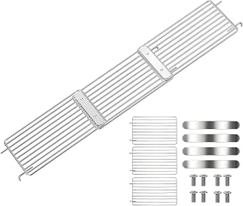 Universal Stainless Steel Grill Warming Rack, 3-Section Adjustable Warming Grate for Weber, Blackstone, CharBroil, Nexgrill & Most Gas/Pellet/Smoker Grills, Expandable 15.75"37"