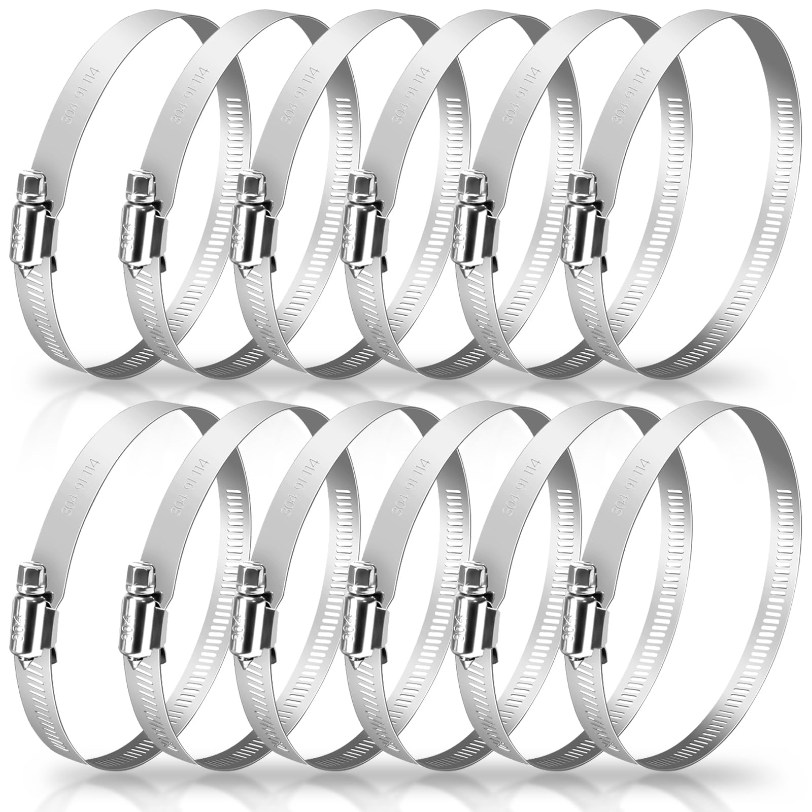Twdrer 4 Inch 304 Stainless Steel Adjustable Hose Clamp