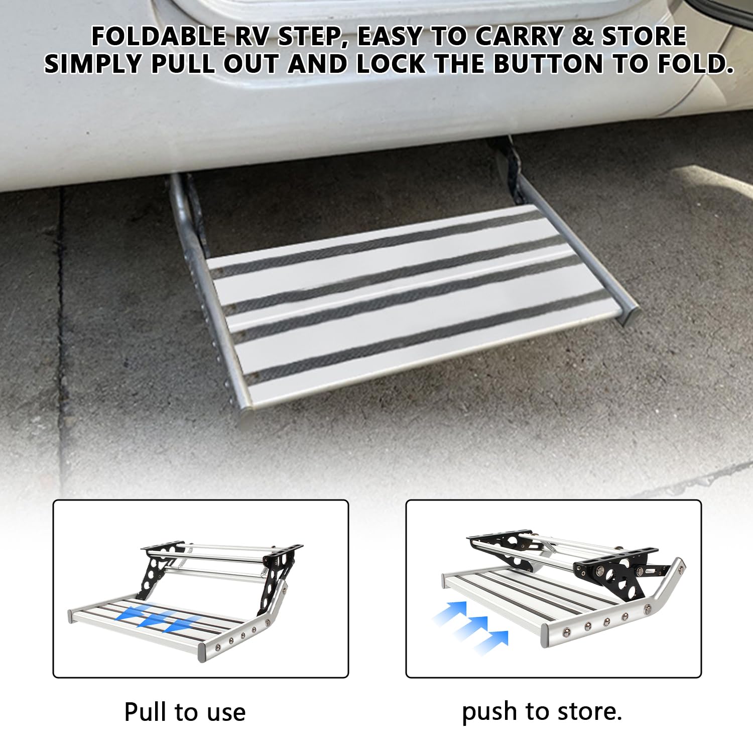 Escalones manuales para Autocaravana con luz LED | de Aluminio, Plegables, peldaños Individuales, Antideslizantes, para autocaravanas, autocaravanas, remolques de Viaje