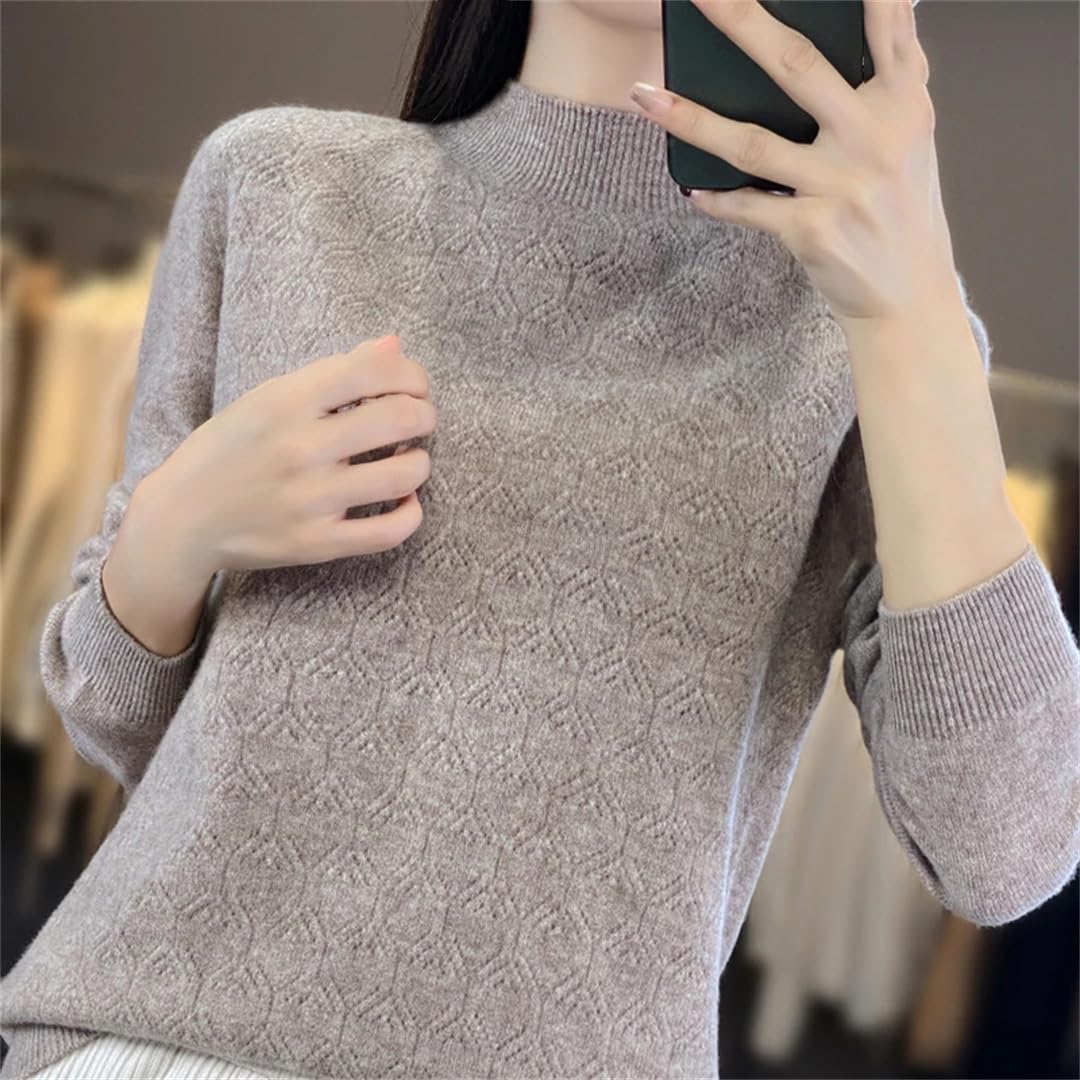 Maglione da donna in misto lana a metà collo aperto maglione lavorato a maglia plaid maglione a cavo spesso