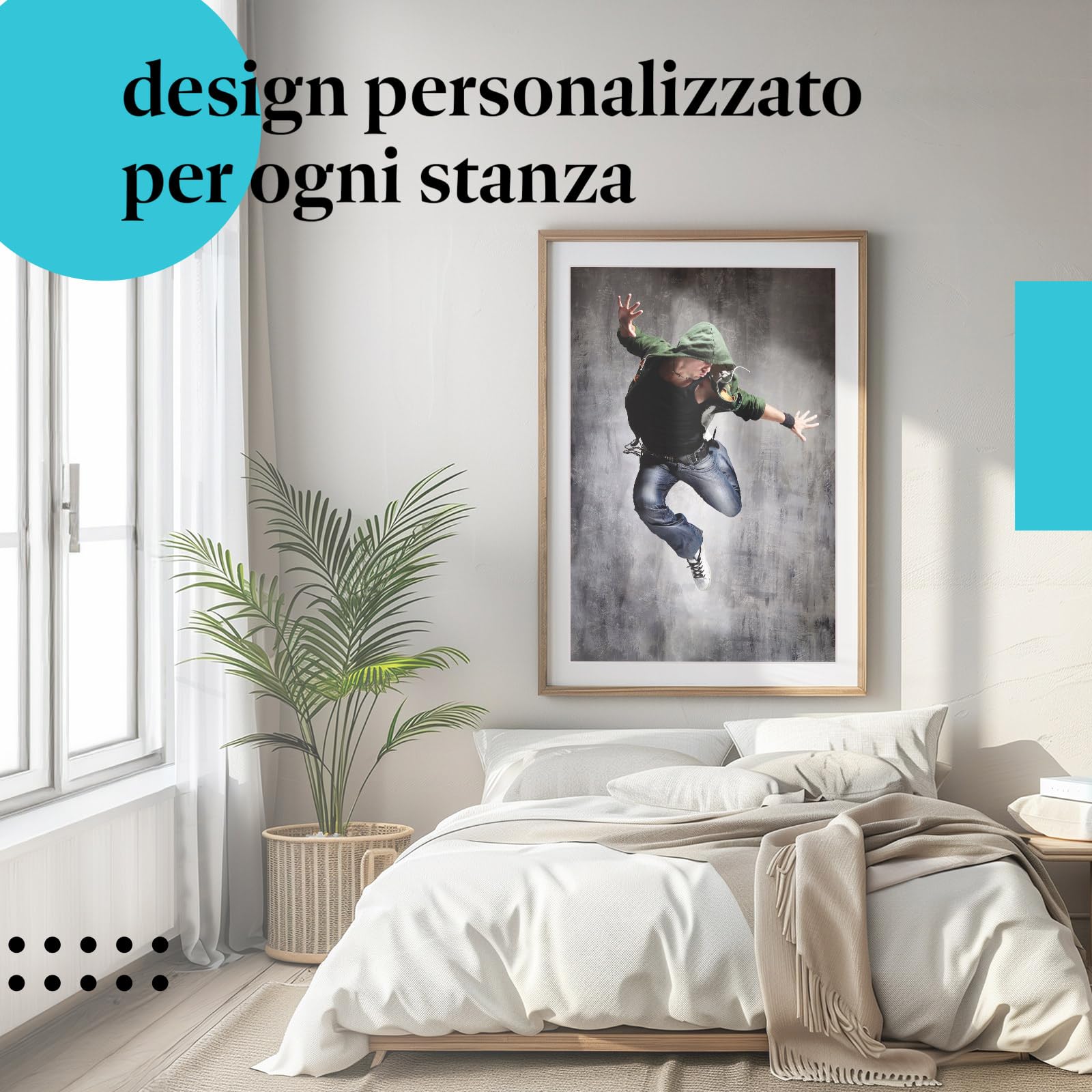 Postereck - 0420 - Hip hop, ballerino musica street dance uomo salto - Decorazione da Parete, Stampa Artistica, Idea Regalo, Stampa Fotografica - Tela - 100,0 cm x 75,0 cm