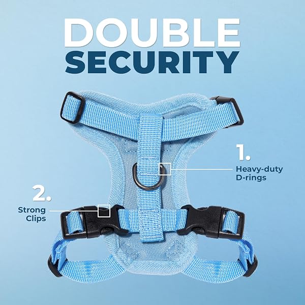 Voyager Step-in Lock Cat Harness and Reflective Cat Leash with Neoprene Handle by Best Pet Supplies - Supports Small, Medium and Large Breed Cats, Baby Blue, size XS - 5ft - 2