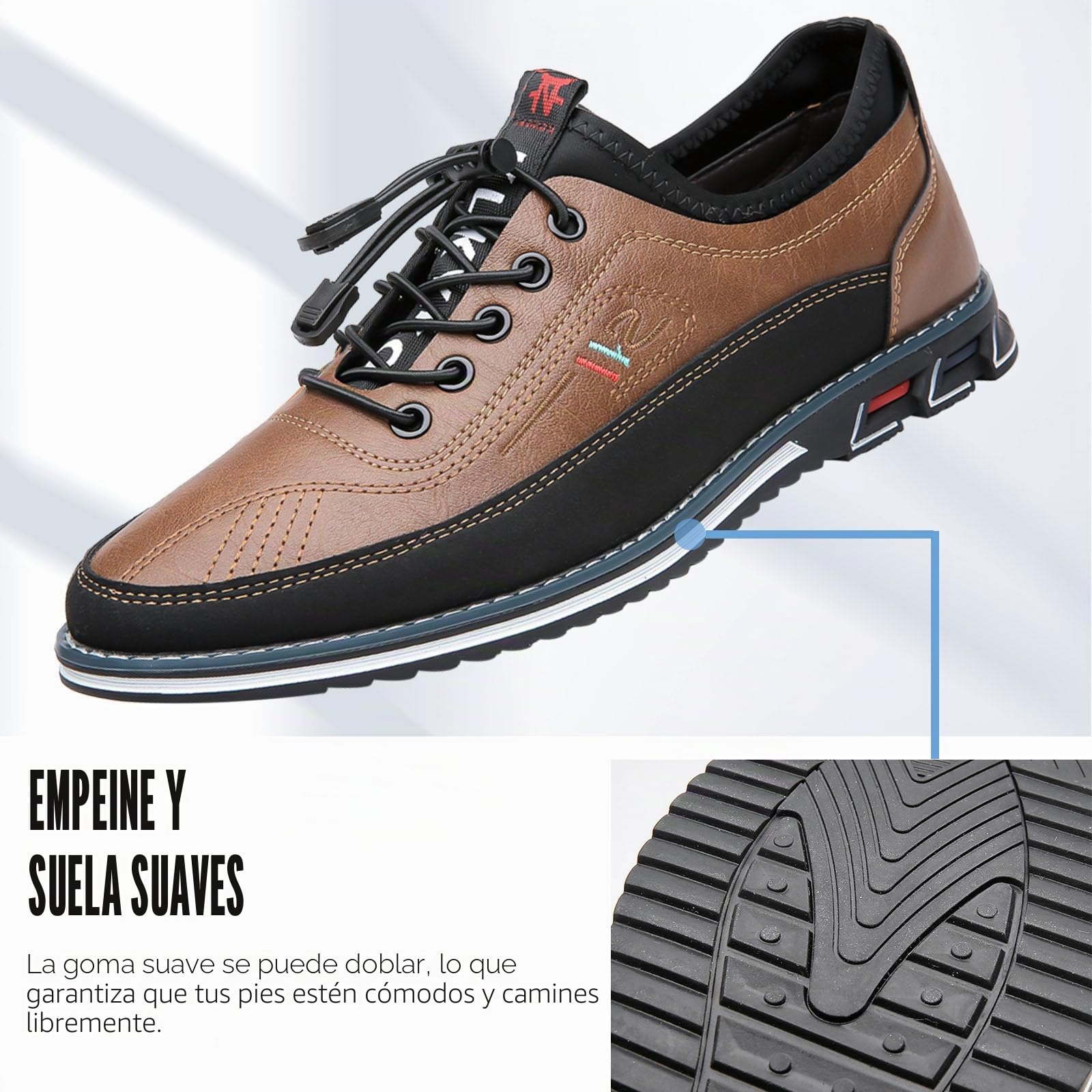 Zapatos de Vestir para Hombre, Mocasines Planos con Cordones Formales Oxford de Cuero Ligero de Negocios Informales, para Ocasiones Formales Masculinas