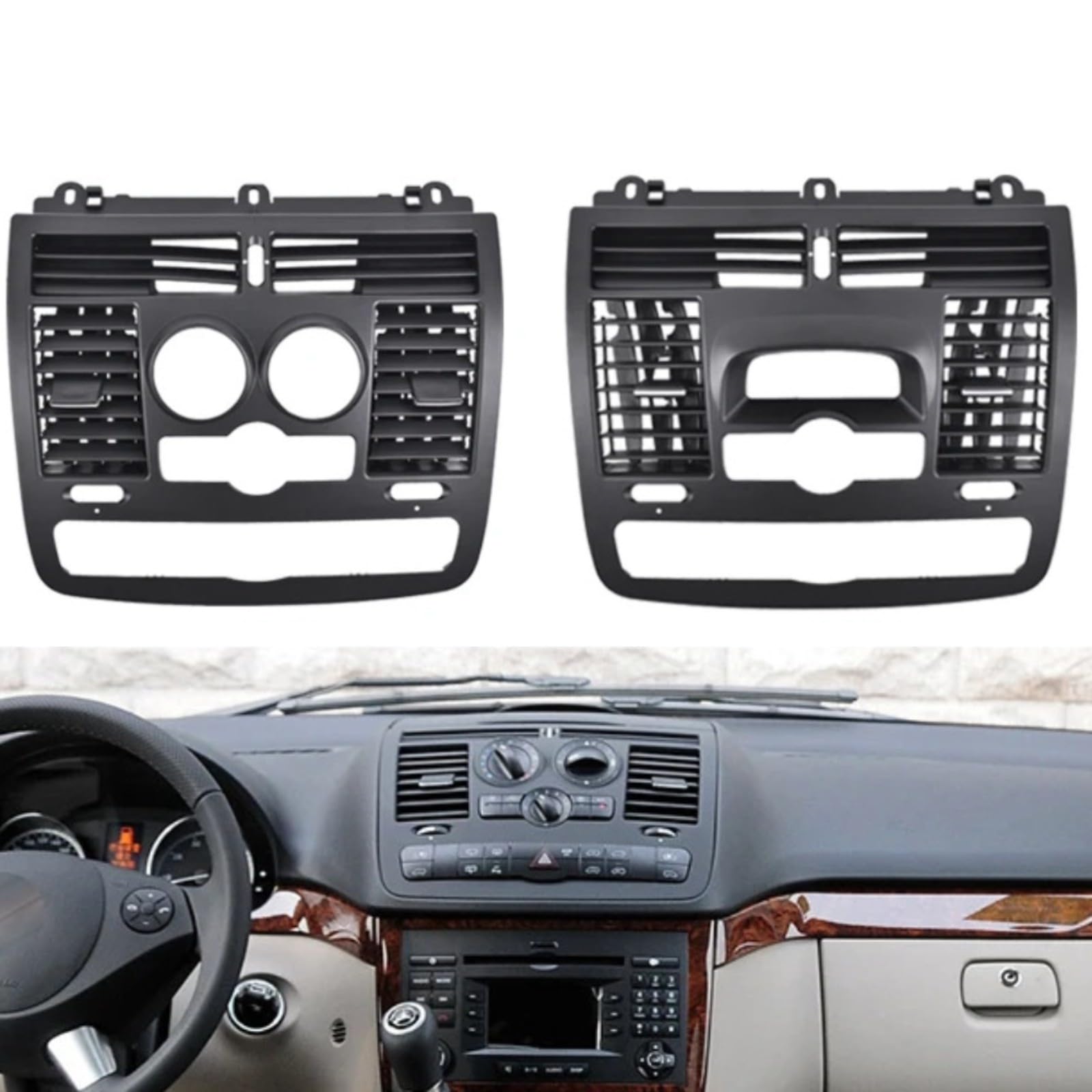 Aire acondicionado, salida de aire, panel de salpicadero, rejilla de ventilación para Mercedes Vito para Viano W636 W639 2004-2015, interior negro (A)
