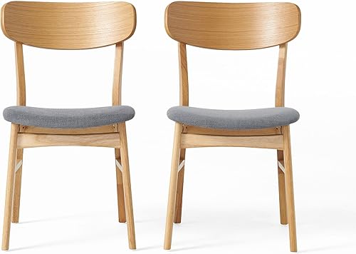 Christopher Knight Home Lucious - Sillas de comedor con acabado de roble y tela, juego de 2 piezas, color gris oscuro