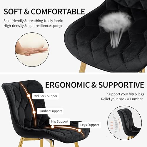 Miniatura 4 de X-VOLSPORT Juego de 4 sillas de comedor de terciopelo, sillas de comedor para cocina, comedor, silla moderna para sala de estar, dormitorio, silla