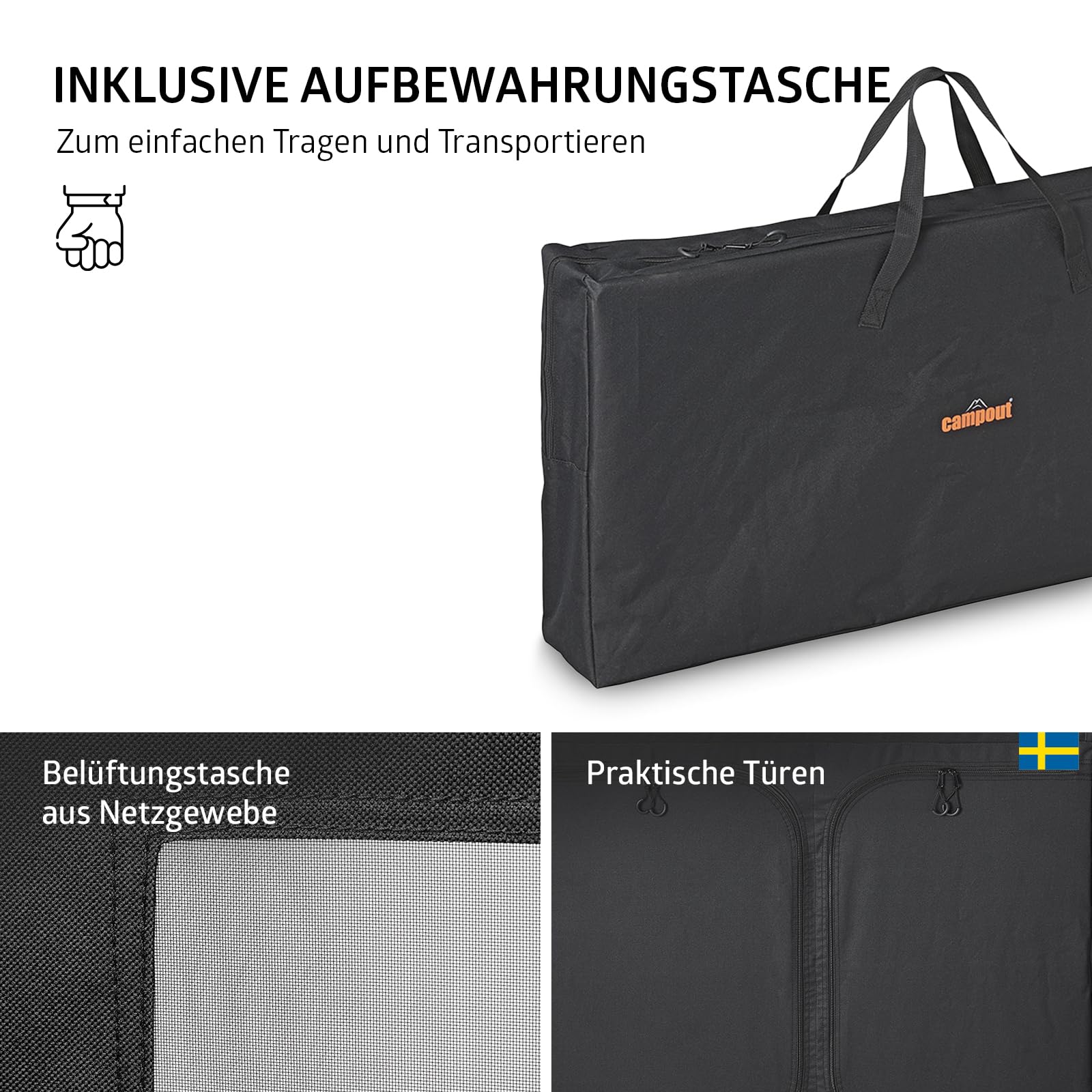 Campout Küchenzeile - 100 x 49 x 82,5 cm - Faltbare Campingküche - Outdoor Küche - Zusammenklappbare Campingschrank - Klappbar mit Stauraum - Platz für Gasflasche - Inkl. Tragetasche - Bambus