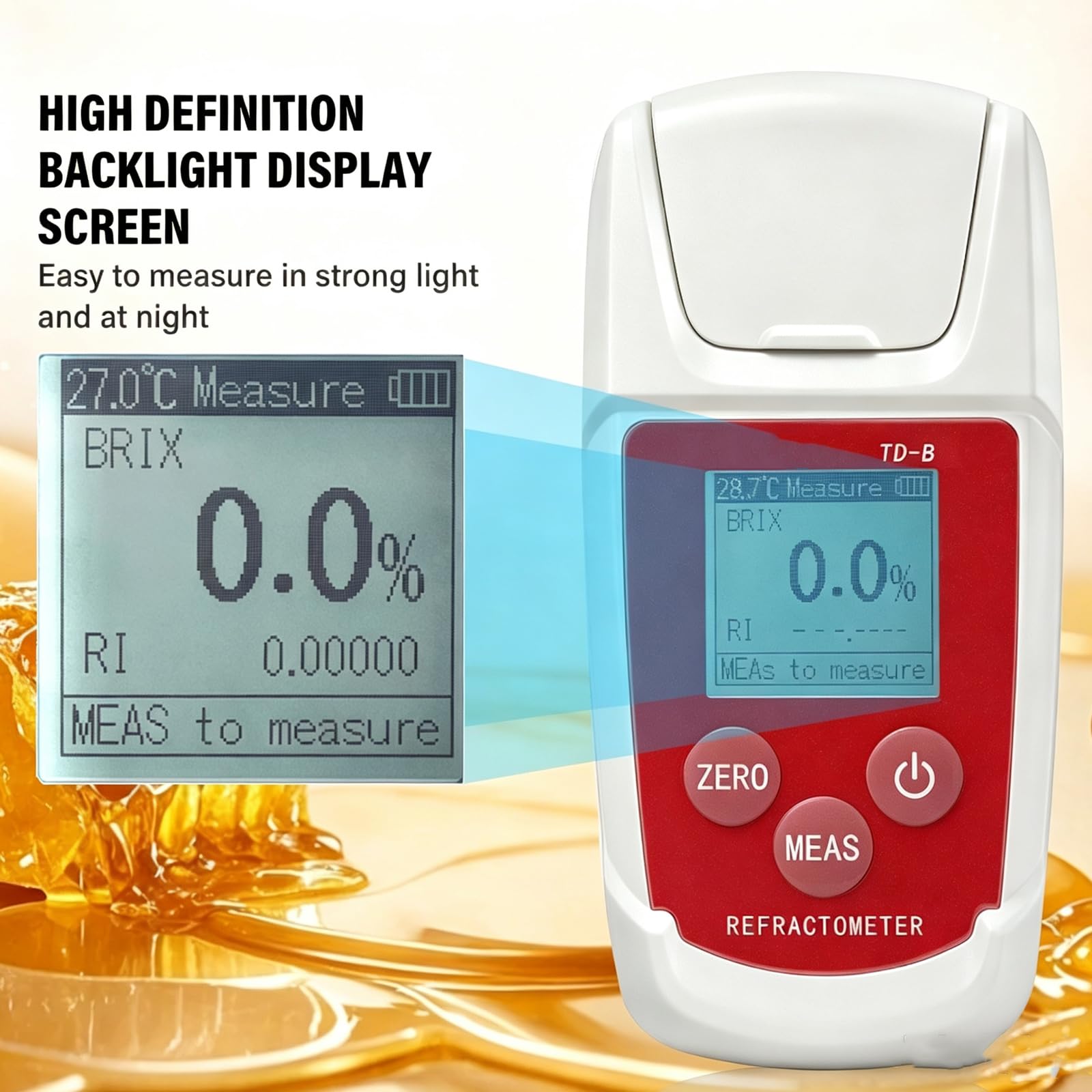 Refractómetro digital para bebidas, comprobador de azúcar, A