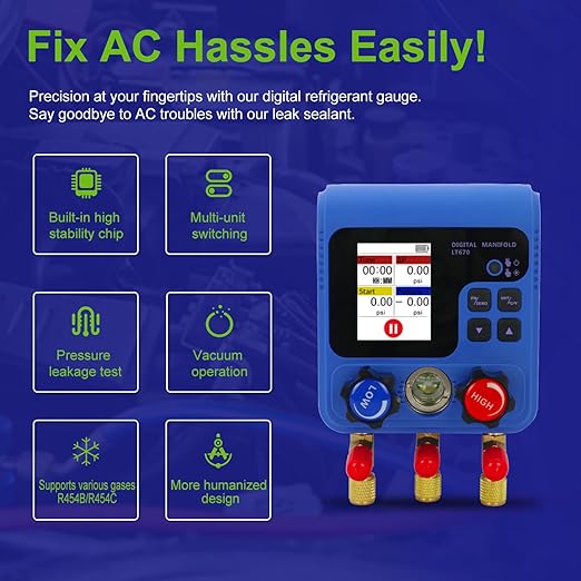 Set de Manómetros Digitales para Refrigerante Z LT670 con 92 Datos miniatura 2
