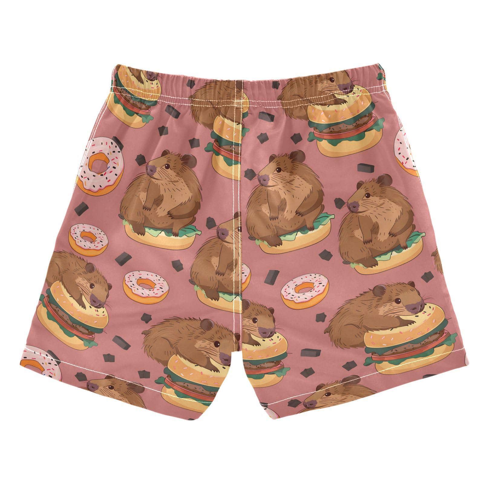 ALAZA Cute Capybaras Hamburger Boys Quick Dry Beach Board Shorts Kids Swim Trunks Bathing Suit Swimsuit 3T Multicolor