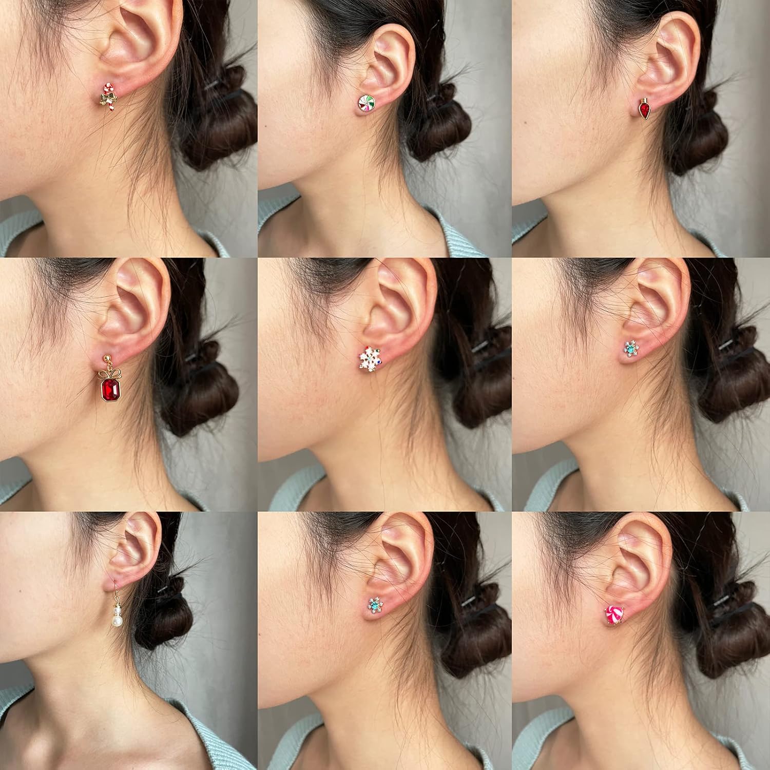 Christmas Stud Earrings for Women Chirstmas Tree Snowflake Bow Gift Box Santa Claus Gingerbread Earrings Set Xmas Holiday Gifts (A-15 Pairs) - Image 2