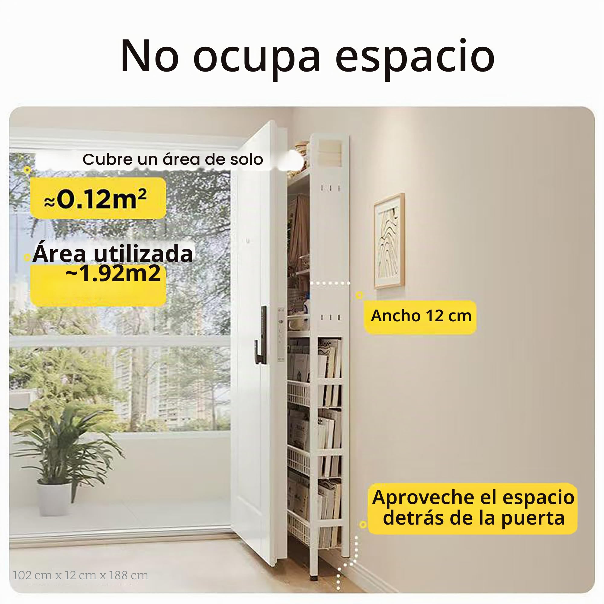 Estantería de 5 niveles detrás de la puerta – Estantería de metal con organizador de almacenamiento, estantería de pared para juguetes y libros, ahorro de espacio, estantería estrecha para estudios