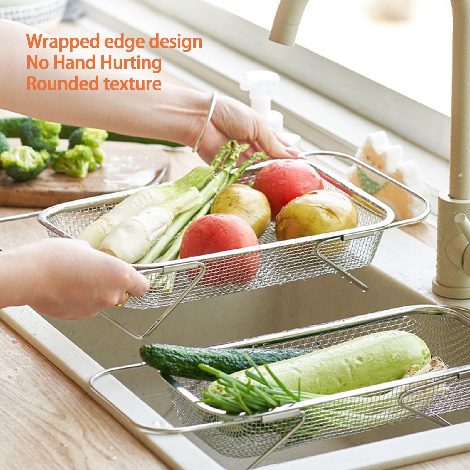 Escurreplatos de Fregadero Extensible Escurreplatos 4 Tamaños Gran Capacidad Escurreplatos de Acero Inoxidable para Mostrador de Cocina(S)