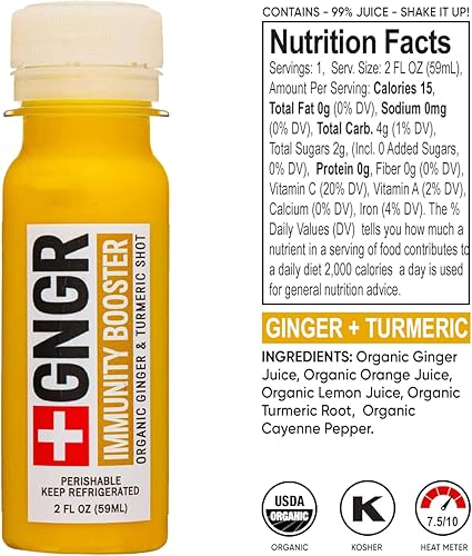 Miniatura 3 de +GNGR Inmunity Sampler Organic Ginger Wellness Shots – Disparos de jengibre prémium para todo apoyo digestivo natural y apoyo inmunológico, ayuda