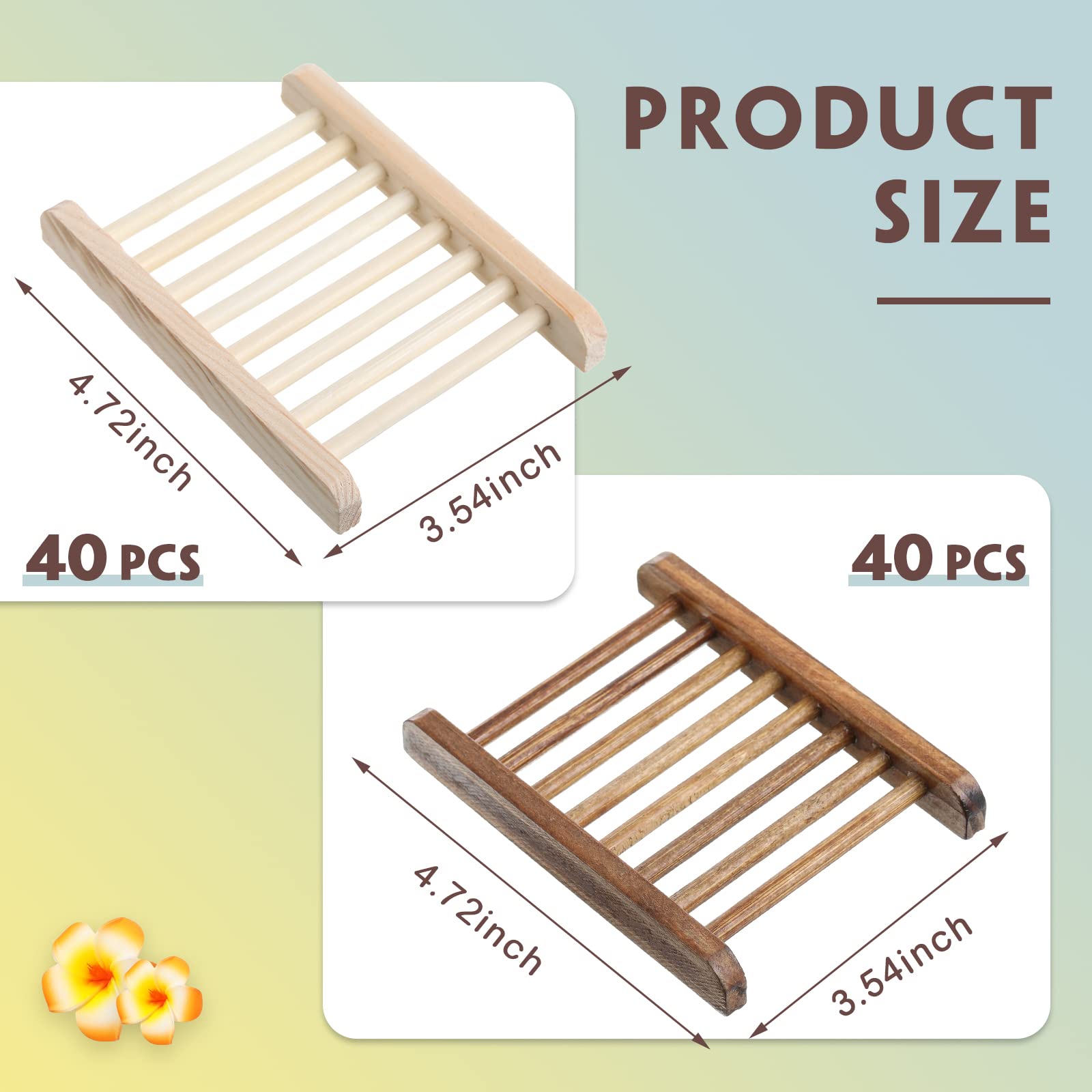 Rtteri Jabonera de Madera de bambú, Soporte de jabón de Madera Hecho a Mano, Accesorios para el hogar, baño, Cocina, Esponja (80 Piezas)