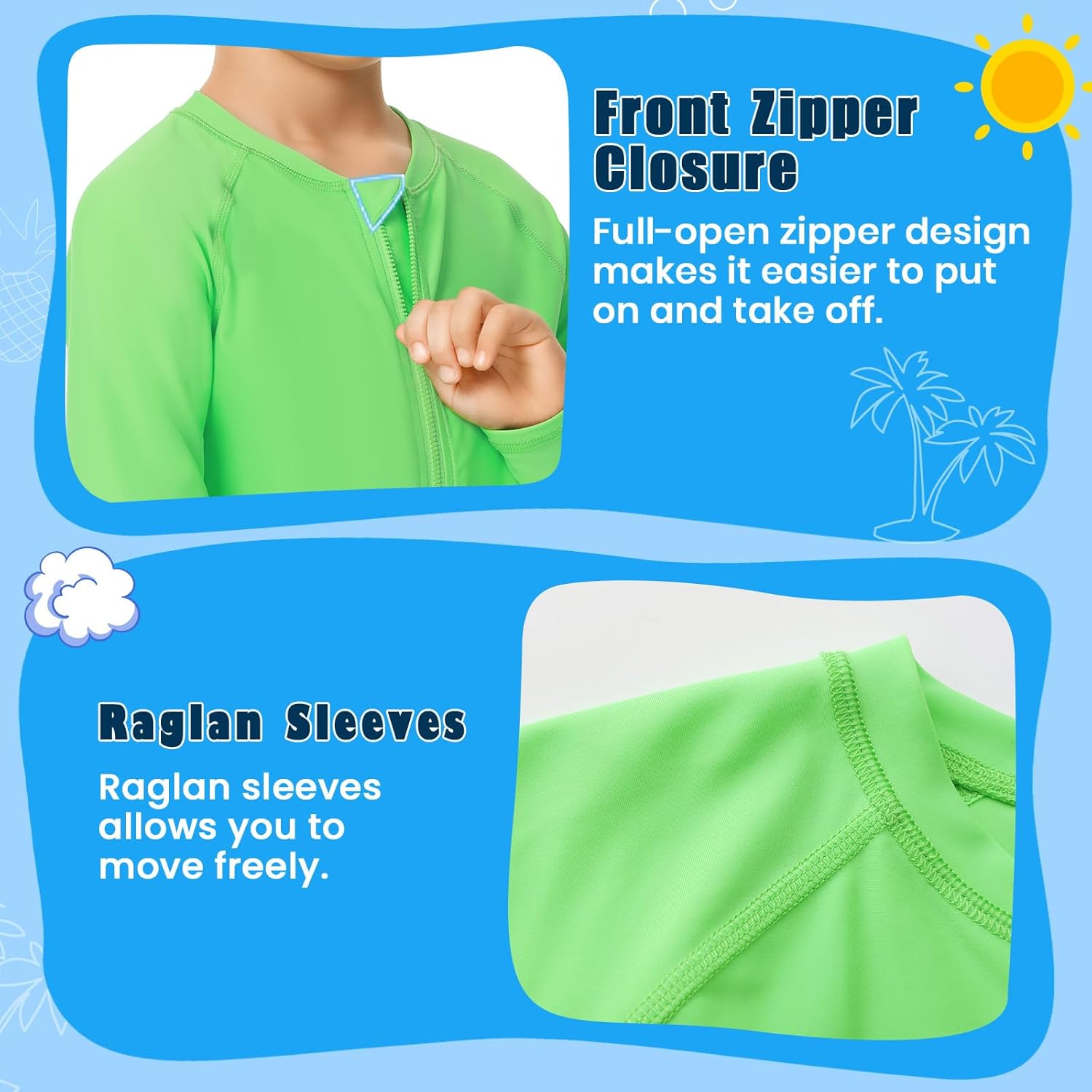 HODOSPORTS Boys UPF 50+ Rash Guard Swim Shirts with Zipper Long Sleeve Quick Dry UV Protection Sun T-Shirts - Image 5