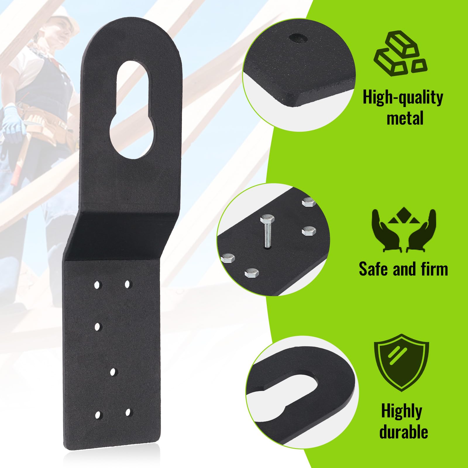 Lot de 6 points d'ancrage antichute en aluminium pour surfaces en bois