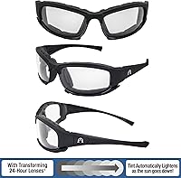 Vista 7 de Alpha Omega AO3 - Gafas de sol de motocicleta acolchadas de espuma Z87.1 convertibles para hombres o mujeres, 2 pares de montura negra con lentes