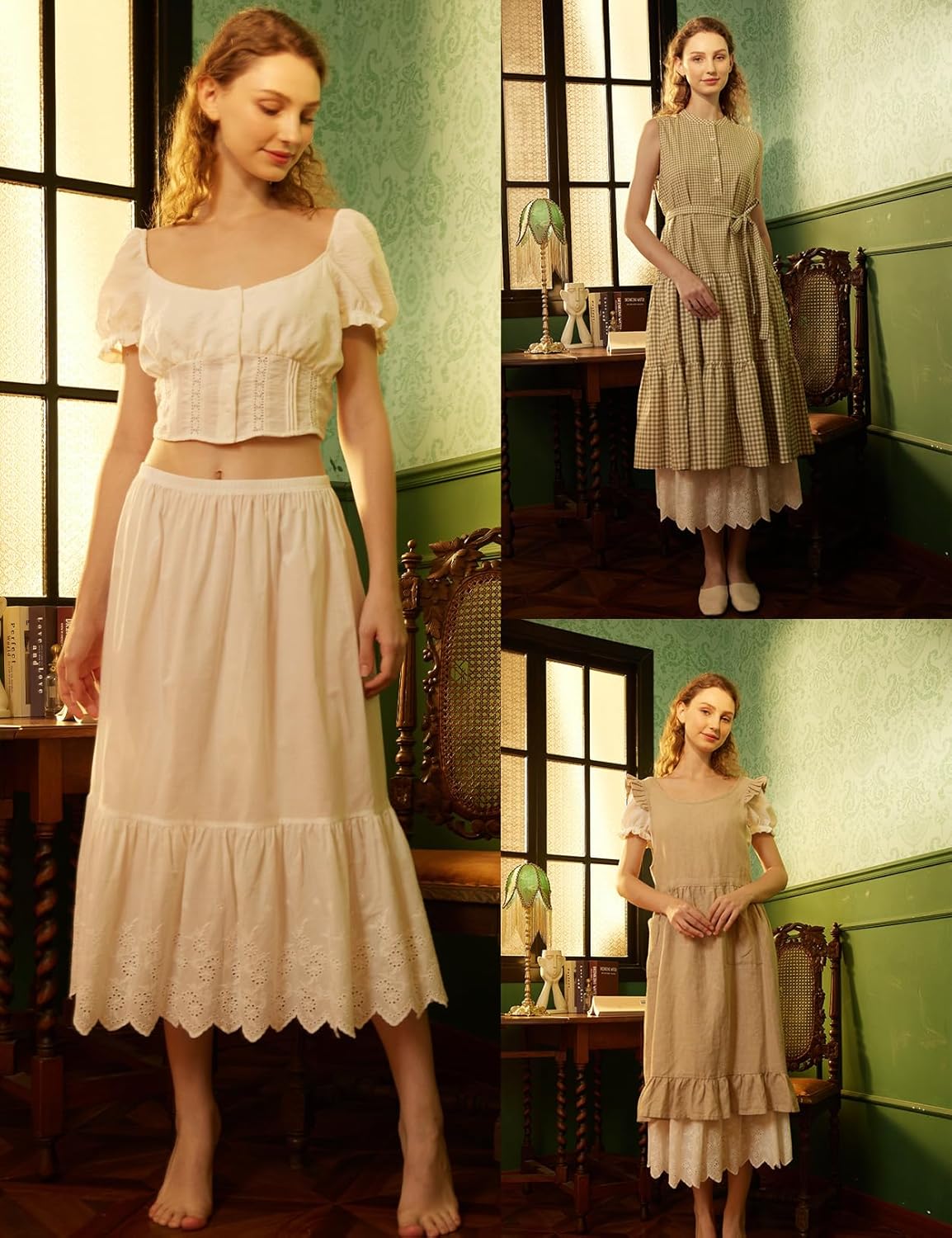 BEAUTELICATE Half Slip Skirt Extender 100% Cotton Vintage Underskirt with Lace Embroidery - Image 5