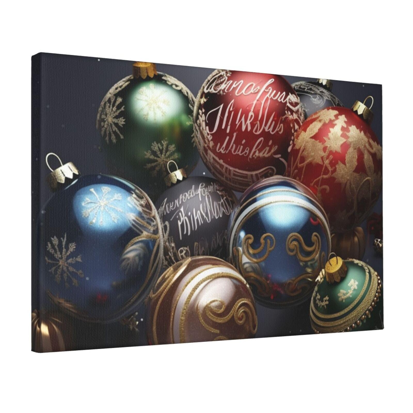 Impression sur toile boules de Noël pour habiller un mur vide de salon - 8