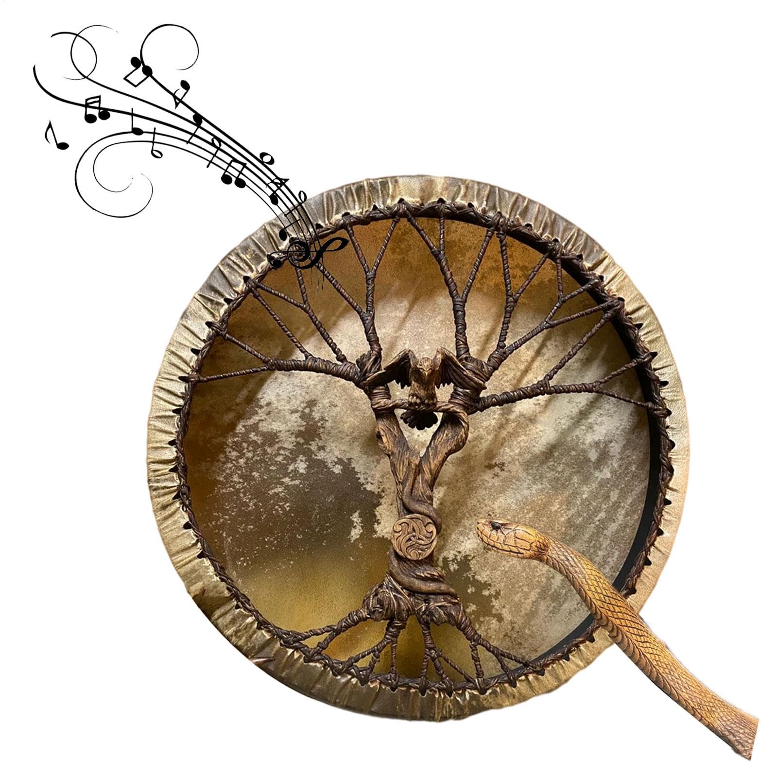 Generic Tambour chamanique, tambour chamanique, fait à la main avec tambour de guérison pour adultes Réflexion et méditation