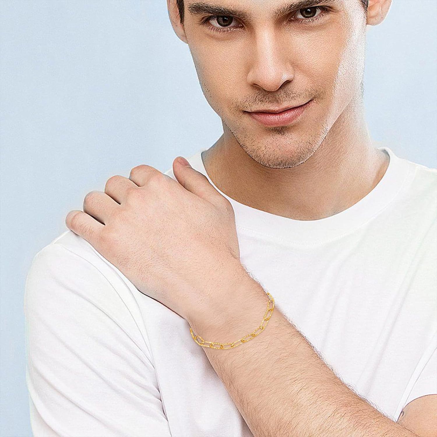 Solid 925 Sterling Silver 5.2MM Paperclip Chain Bracelet for Men Women,with Lobster Claw Clasp,Made in Italy 6.5/7/7.5/8 Inch - Image 4