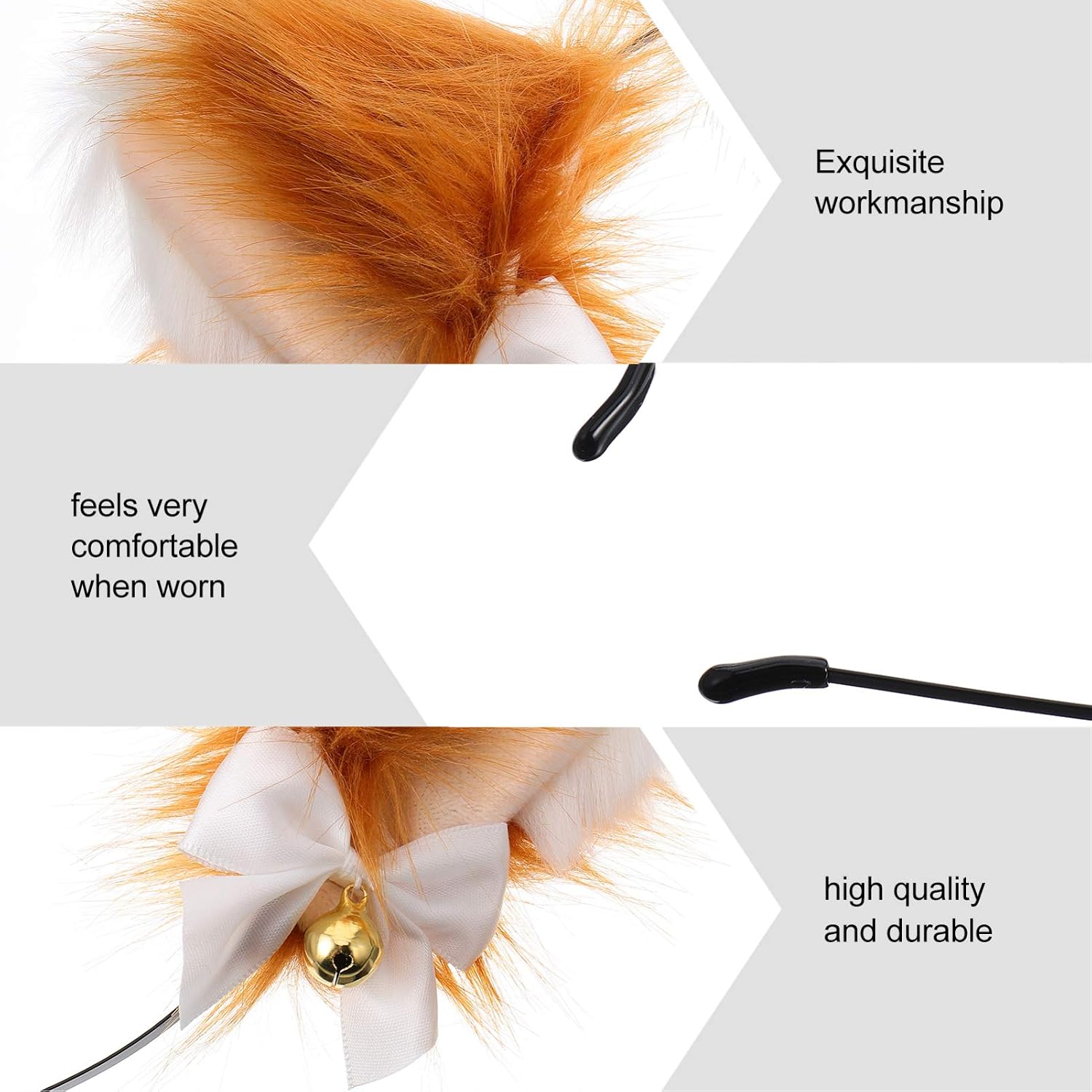 Fox Ears Headband Plush Anime Animal Headband Cosplay Fur Cat Ears Hairband Party Costume Hair Accessories for Kids and Adults Brown - Image 4