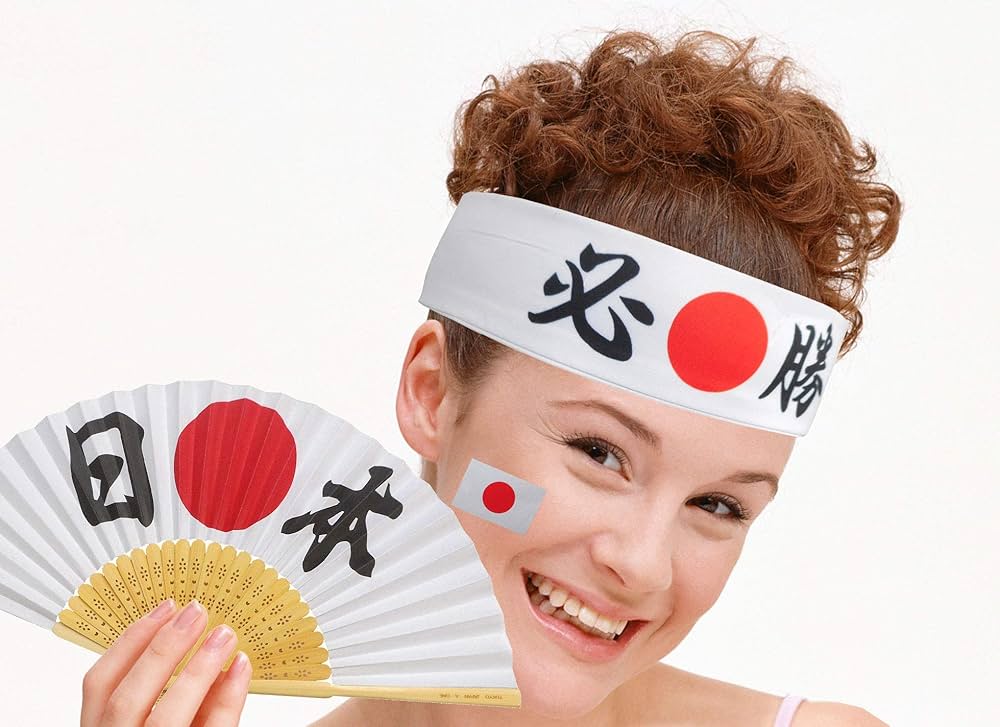 Amazon.co.jp: A ONE 日本応援 フイスシール＋扇子＋鉢巻