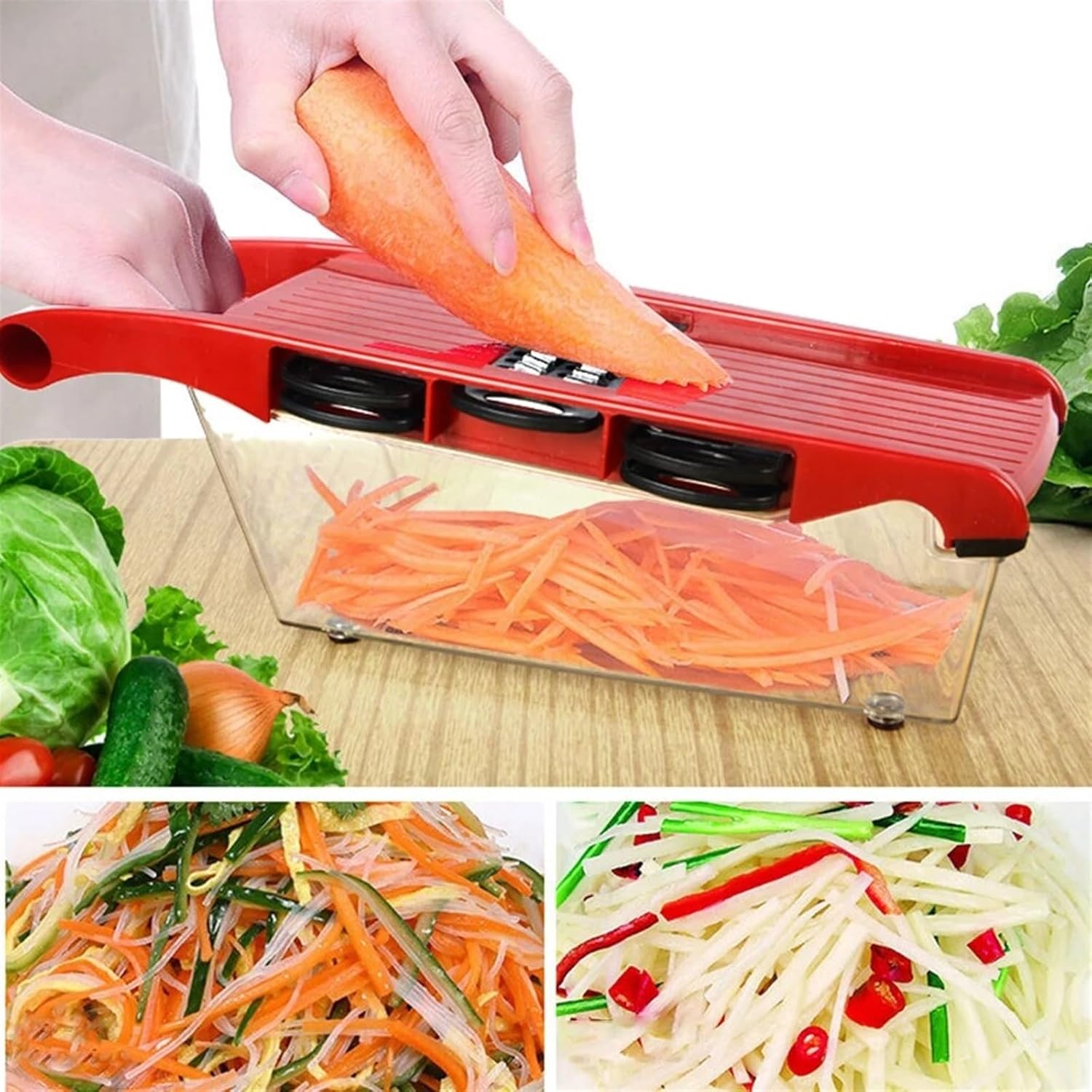 Multi-function Vegetable Cutter Mandoline Slicer 6 Blades Grater Potato Peeler Kitchen Gadget