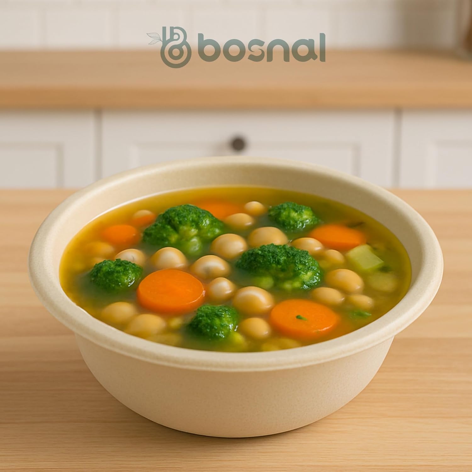 BOSNAL 16 oz Compostable Bowls – Bulk Box of 500 Pcs (20 Sets of 25), 100% Sugarcane Bagasse, Eco-Friendly Disposable Bowls for Hot & Cold Meals, Microwave Safe, BPA-Free & Sturdy