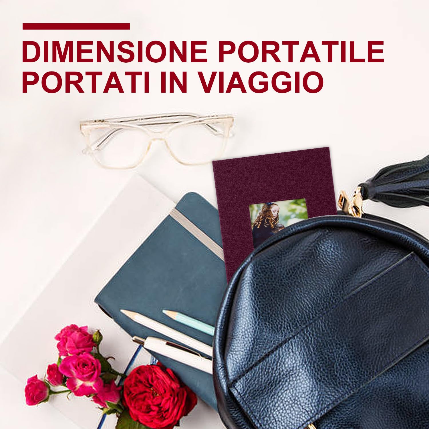 Lanpn Album Fotografico 10x15 100 2 Confezioni, Piccolo Mini Biancheria Album Foto Portafoto Verticale 10x15cm Tascabile Tasca Viola