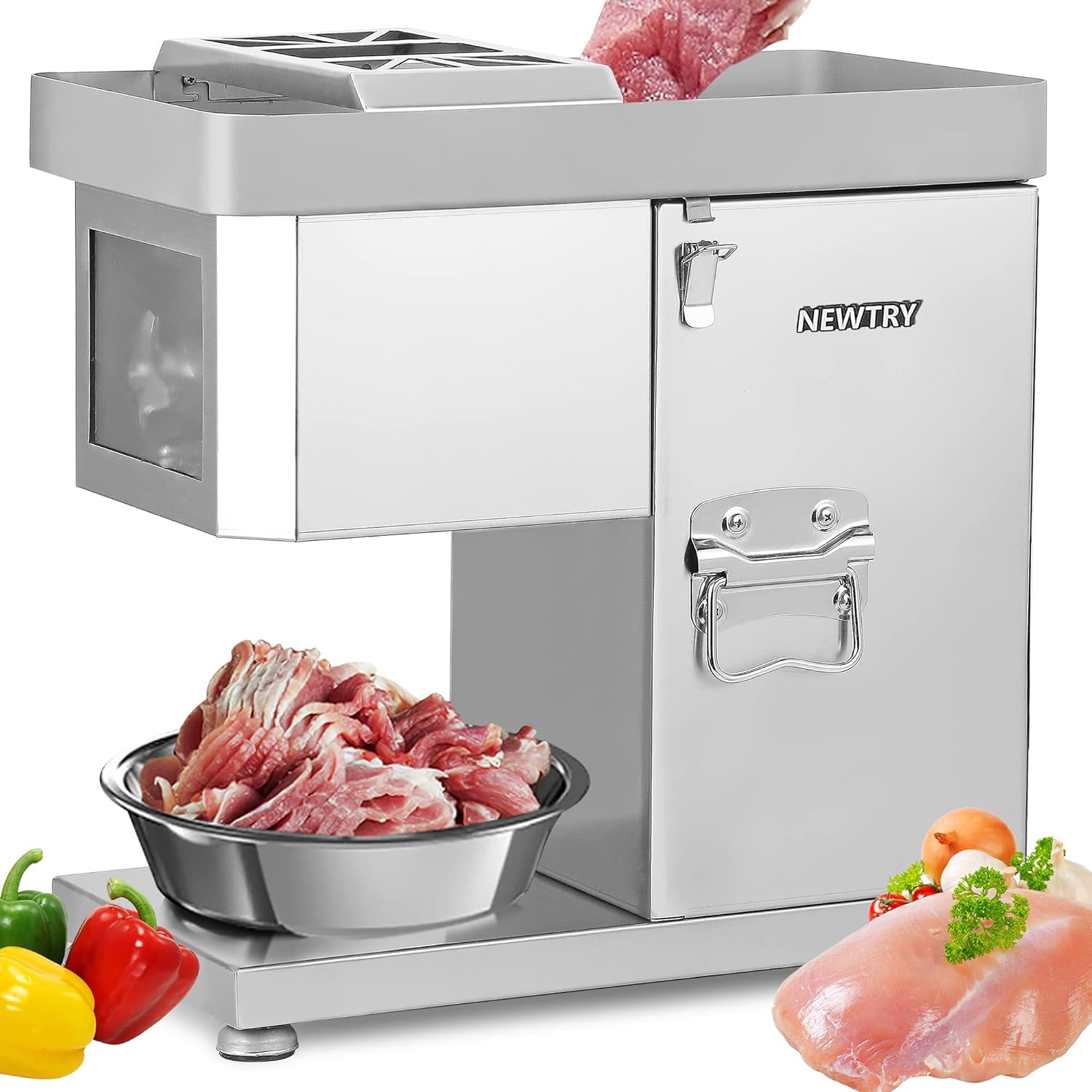 NEWTRY 1100W/1.5HP Commercial Meat Cutter Machine, 550LB/H, Electric Meat Processor Machine, Heavy Duty for Restaurant 110V US (2.5mm-20mm, other blade)