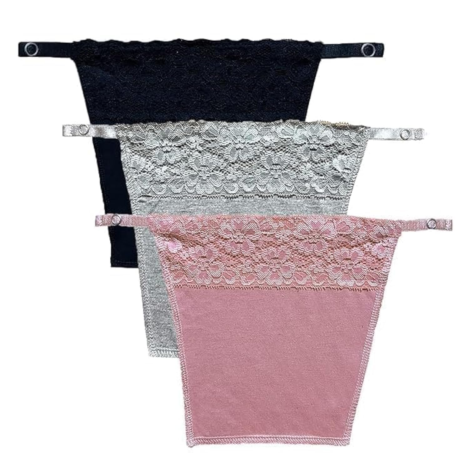GLAMROOTWomen's Cotton Camisole Cleavage Cover Clip-on Mock Lace Camisecret - Set of 3
