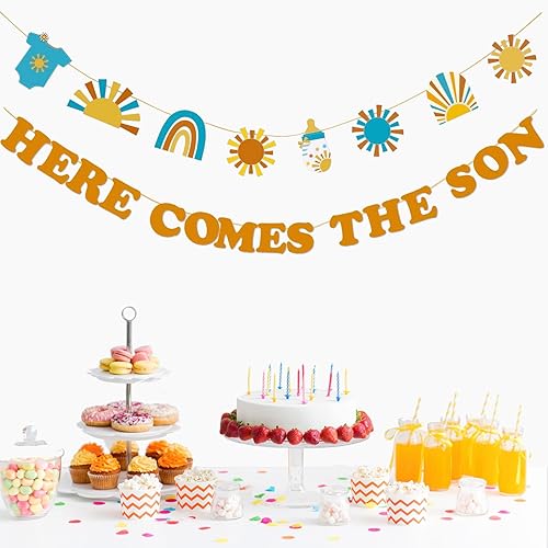 Cartel de Here Comes the Son, Here Comes The Son, decoración bohemia para baby shower, decoración bohemia para baby shower, suministros para fiesta