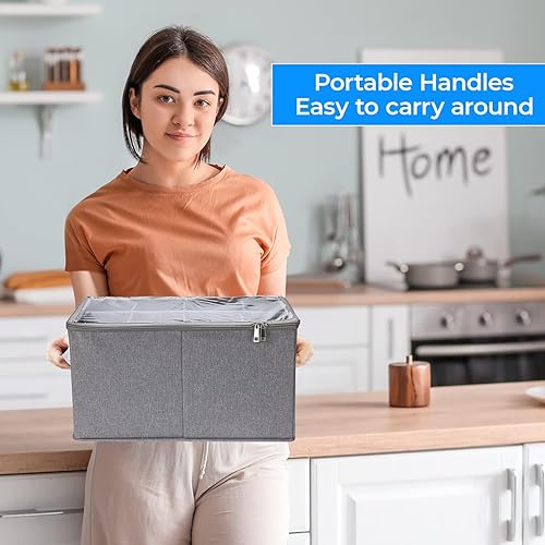 Miniatura 7 de Puricon Contenedores de almacenamiento de botellas de agua con divisores, cajas de botellas con tapa para gabinete de cocina, estante de despensa de