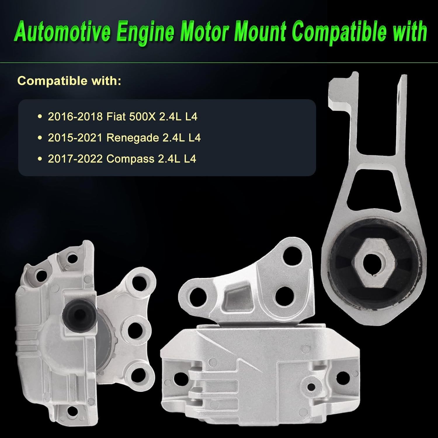 Engine Motor Mount Compatible with 2016-2018 500X 2015-2020 Renegade 17-20 Compass 15-18 Ram promaster City 2.4L Replace for A5862 A5898 68258599AA 68363755AA 68363756AA