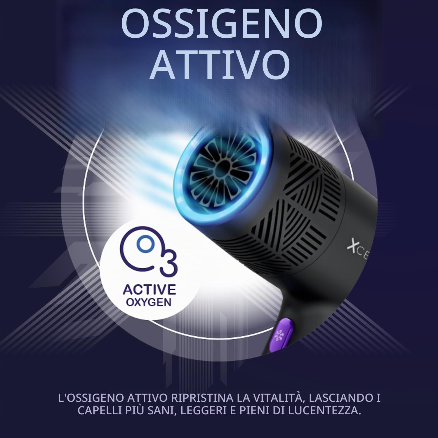 Gamma+ XCEED Asciugacapelli Professionale con Ossigeno Attivo, Infrarossi e Ioni Negativi | Phon Leggero 300 gr | Asciugatura Rapida | Anti-Crespo | Styling da Parrucchiere a Casa | Design Italiano