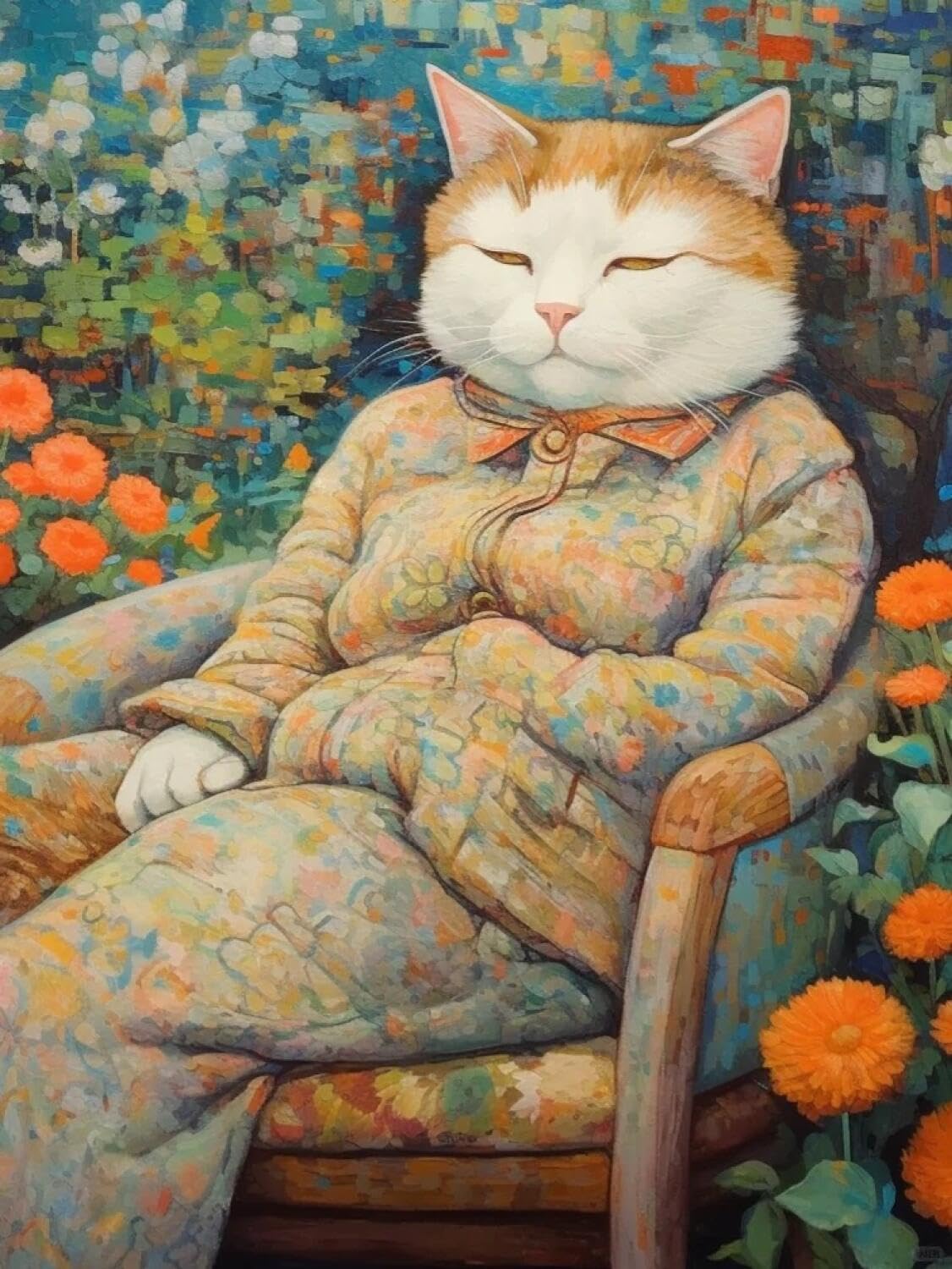 Rqwybcaxn Embroidery Beads Kit Cats and Flowers 40x50cm