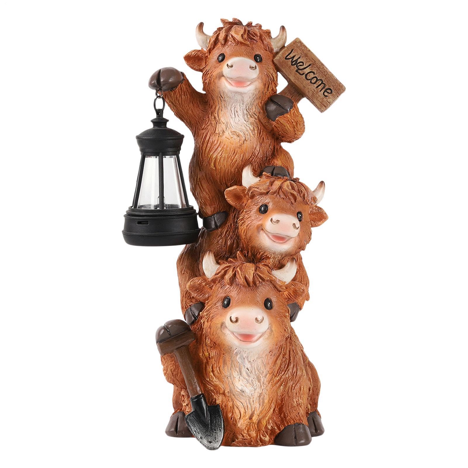 Animali Scultura Artistica Luminosa In Resina Con Cartello Benvenuto | Lampada solare Per Esterni Cortile Giardino Prato Patio Portico Sentiero Paesaggistica Terrazza