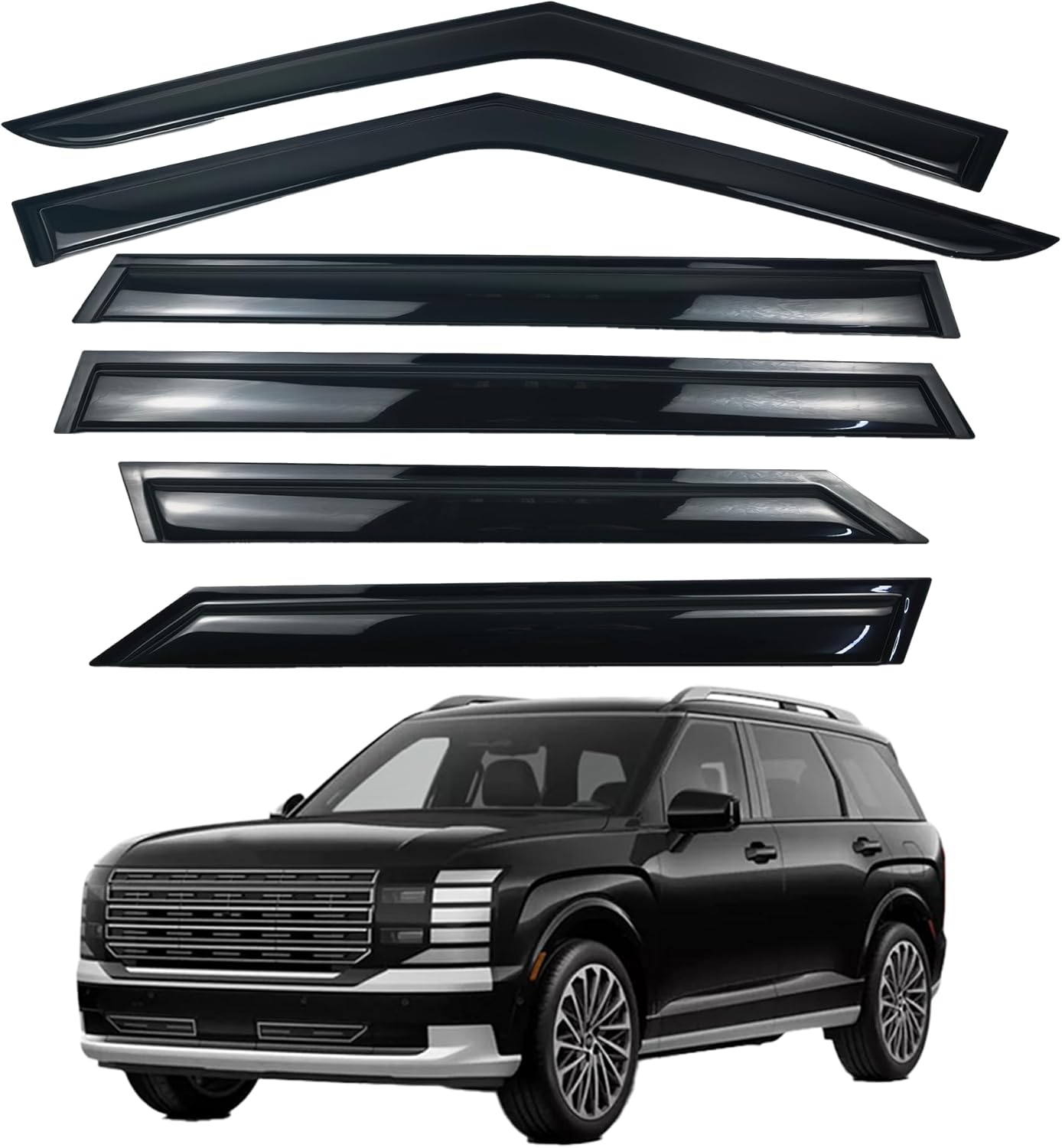 6PCS Window Rain Guards Compatible with 2026 Hyundai Palisade Window Visors Vent Wind Deflectors All Weather Sediment Protection Compatible with Hyundai Palisade Accessories