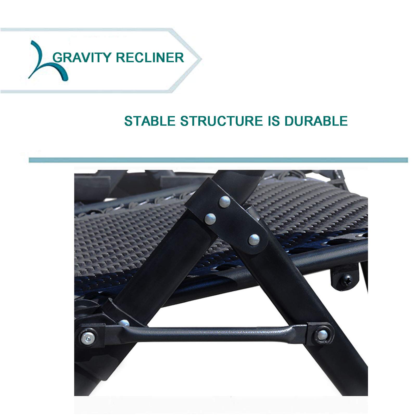 Chaise Zero Gravity surdimensionnée, accoudoir Plus Large et inclinable de Salon Pliant rembourré avec Inclinaison réglable et Appui-tête pour pelouse, Patio, Camping, extérieur, intérieur, Support