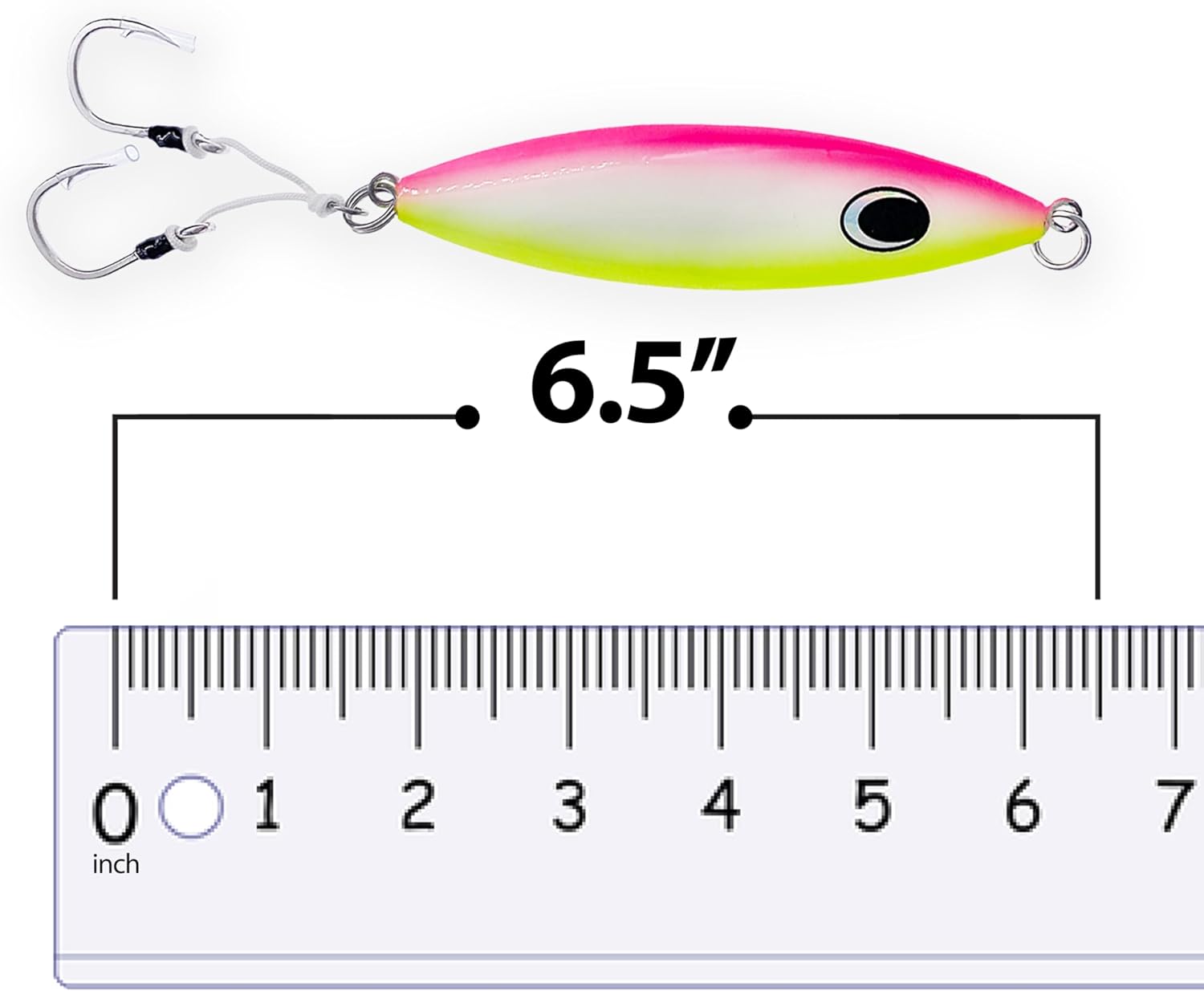 6.5" Slow Fall Jig 250g, 3 Pcs Pink Glow Finish, for Saltwater Vertical Jigging, Streamlined Design, Ideal for Tuna, Grouper & Deep Sea Bottom Fishing