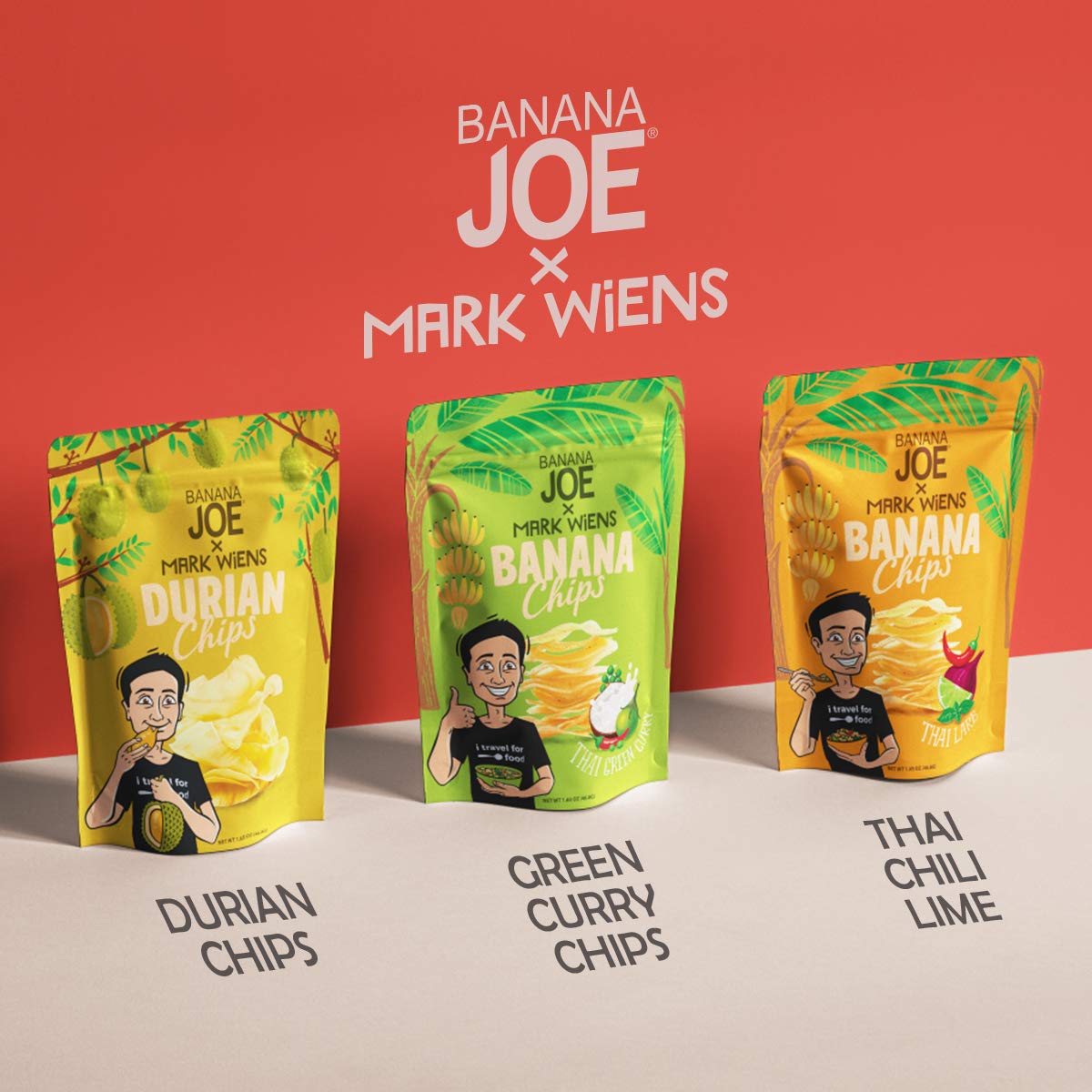 Mark Wiens Durian Chips Thai Snack - Asian Mornthong Fruit Snack Gluten free Vegan Healthy Dehydrated, Veggie Snack Crispy Fruit Dry Fruit from 100% Durian, Pack of 4 x 1.65 oz.